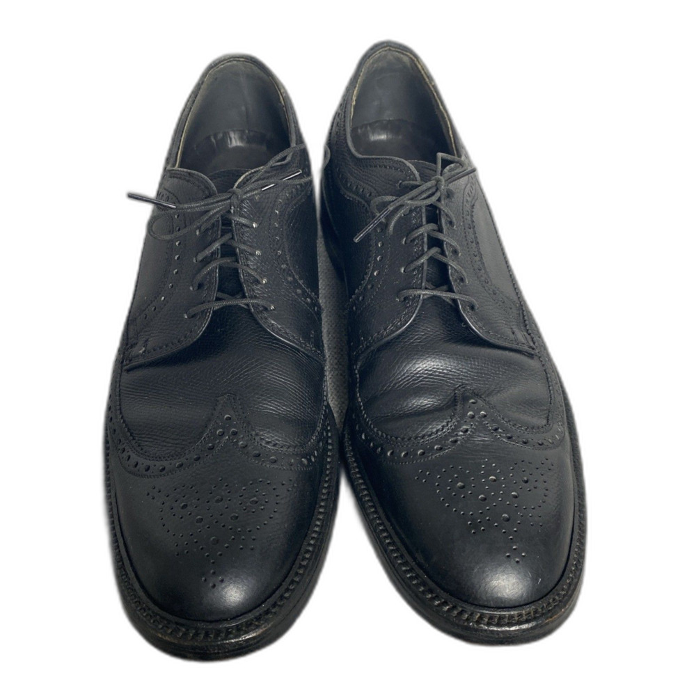 VNT Sears Premiere Collection Mens Dress Shoes Sz 9.5A Black Leather Wingtip USA